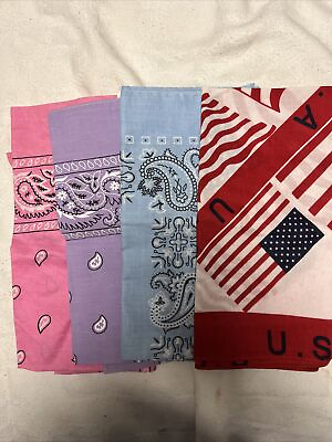 #ad 4 four NEW Head Bandannas for Men amp; Women Bandana see pictures 100% cotton $8.99