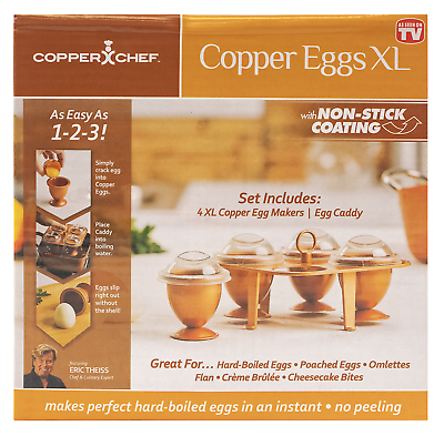 #ad AS SEEN ON TV Copper Chef 4 XL caddy Non Stick Egg Makers for eggs and more $13.99