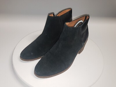 #ad Madewell Womens Ankle Booties Size 9.5 Black Leather Suede Side Zip E2237 Cait $28.94