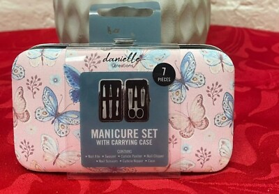#ad Danielle Creations Nail Manicure Set 7 pieces w Carrying Case Butterfly design $6.95