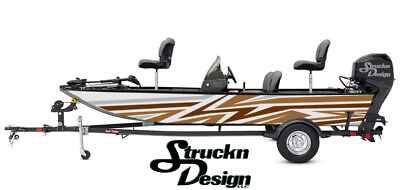 #ad Brown Abstract Zig Zag Style Lines Design Wrap Fishing Bass Boat Vinyl Decal USA $282.45