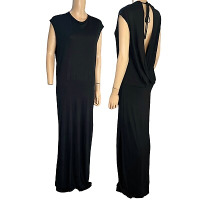#ad Haute Hippie Womens Modal Jersey Maxi Dress Tied Open Back Black Size Medium $160.00