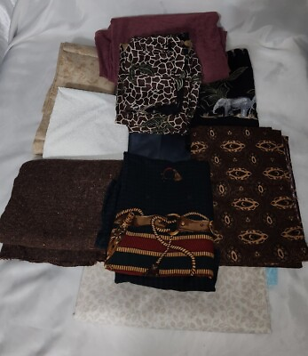 #ad Vintage Fabric Lot 7 Pounds Large Pieces Equestrian Buckle Elephant Cotton Wool $45.80