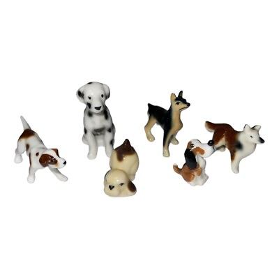 Vtg Hagen Renaker Miniature Ceramic Dog Lot Collie Dalmation Pointer Shepard 6pc $50.00
