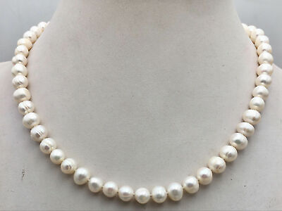 #ad New Natural White 7 8mm Freshwater Pearl Necklace 18” 925 Silver Clasp $12.87