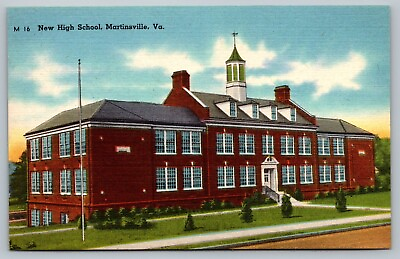#ad Postcard New Hight School Martinsville Virginia VA Linen Vintage $2.78