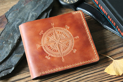 #ad Genuine Leather Wallet For Men FREE Personalized Handmade Man Bifold Slim Brown $48.00