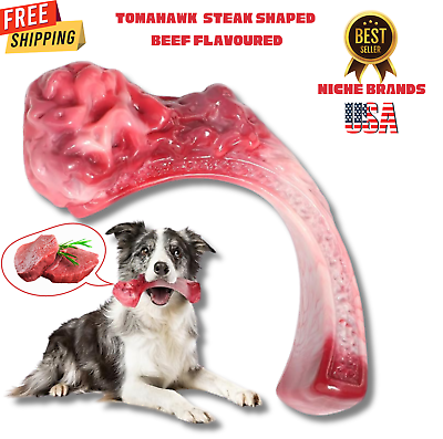 #ad 2024 Tomahawk Dog Chew Toy for Aggressive Chewers Steak shaped Nylon Beef Flavor $14.24