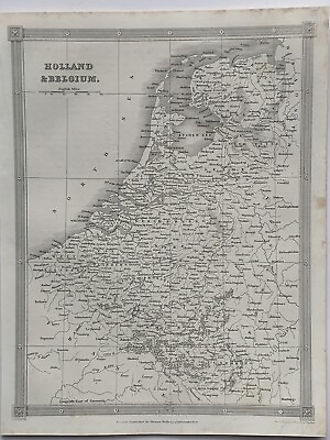 #ad 1853 Holland amp; Belgium Antique Map with Ornate Border by Alexander Findlay GBP 19.99