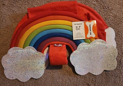 #ad Rainbow Dog Costume Size Medium Pet Apparel Glitter Clouds New with Tags $8.99
