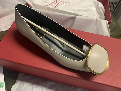 #ad NIB ROGER VIVIER BELLE PATENT LEATHER OFF WHITE CLASSIC ITALY SIZE 35.5 $230.00