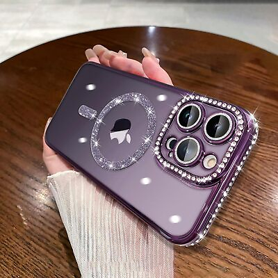 #ad for iPhone 13 Pro Max Case Plating Magnetic Circles Support for Magsafe Bling $35.66