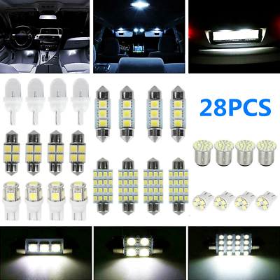 28Pcs Car Interior LED Light For Dome Map License Plate Lamp Bulbs Accessories $8.97