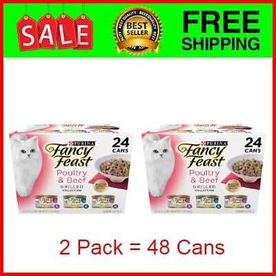 #ad Fancy Feast Grilled Poultry Beef Collection Wet Food Variety Pack 3 oz. 48 Cans $39.90