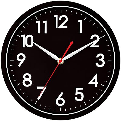 #ad Wall ClockModern Black Silent Non Ticking Wall Clocks Battery Operated 10 Inc... $21.96