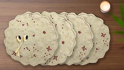 #ad Set of 4 Cotton Placemat Round Embroidery Table mat Center 15quot; $65.99