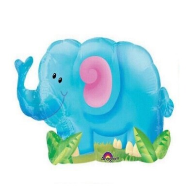 #ad Elephant Birthday Baby Foil Balloon Blue Zoo Animal Party Bag Fillers #14312 GBP 2.49