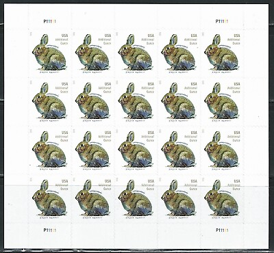 #ad Mint US Brush Rabbit Pane of 20 Forever Additional Ounce Stamps Scott# 5544 MNH $10.99