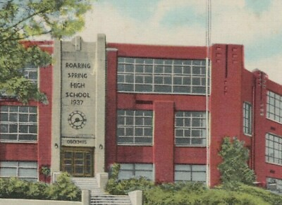#ad c1940s High School Roaring Spring Pennsylvania flag WB postcard E595 $9.19