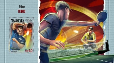 #ad Maldives 2018 Table Tennis Stamp Souvenir Sheet MLD18309b $7.10