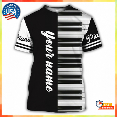 #ad Personalized Name Piano 3D All Over Printed Clothes Unisex T shirt Gifts $26.99