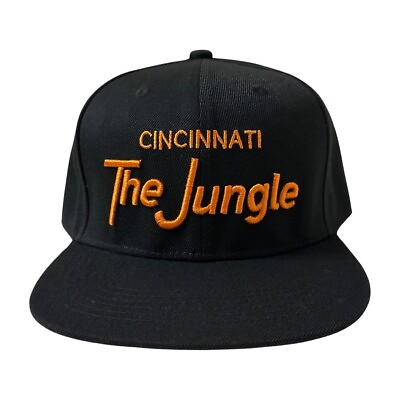 #ad Cincinnati Bengals Hat #x27;The Jungle#x27; Black Snapback Orange Script Adjustable Cap $19.99