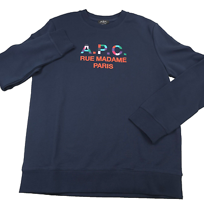 #ad $255 APC Crewneck Achille Homme Marine Blue Sweatshirt Mens Size Large $97.46