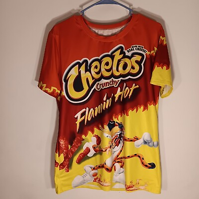 #ad CHEETOS Flaming Hot Mens All Over Print Lightweight Shirt Size Small $19.95