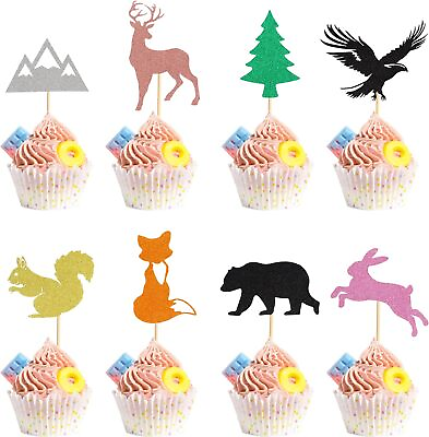 #ad 24Pcs Woodland Creatures Cupcake Toppers Perfect for Party and Birthday Tree $28.74