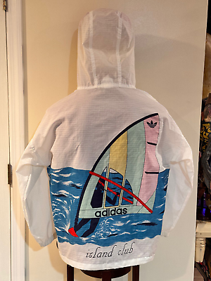 #ad Adidas Vintage Island Club Sailingboat Riviera Graphic Windbreaker w hood Large $220.00