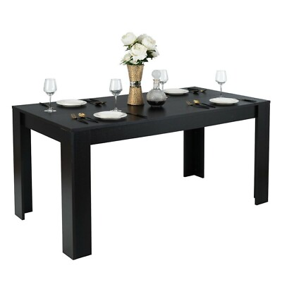 #ad 63quot; Modern Wood Rectangular Dining Table Kitchen Home Furniture for 6 People $188.97