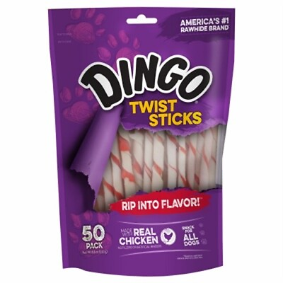 #ad Dingo Twist Sticks All Size Dogs Adult Rawhide Twists Chicken 50 pk Pack of 2 $36.44