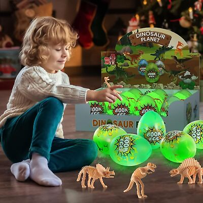 #ad 12Pack Surprise Jumbo Dinosaur Toy Eggs Boys Girls Luminous Dino Eggs Christmas $10.88