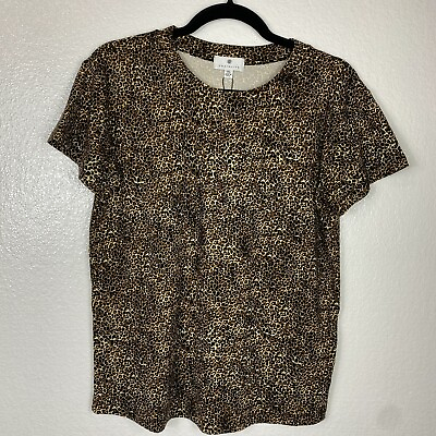 #ad Socialite Top Womens XS Leopard Animal Print Short Sleeve Shirt Brown NEW $1.98