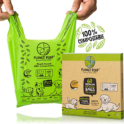 #ad Home Compostable Dog Bags with Handles Standard Size 60 Count Un Scented Dog W $15.88