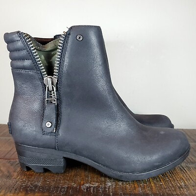 #ad Sorel Danica Womens Size 7 Side Zip Waterproof Leather Booties Boots Black $42.48