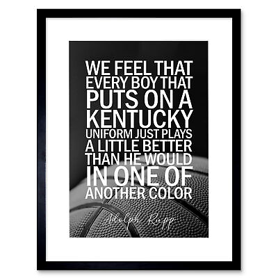 #ad Quote Basketball Coach Adolph Rupp Kentucky Uniform Play Harder Framed Art 12X16 $23.49