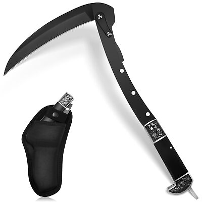 #ad Black Sharp Folding Sickle Garden Tool Portable Safety Grass Hand Sickle Knif $48.32