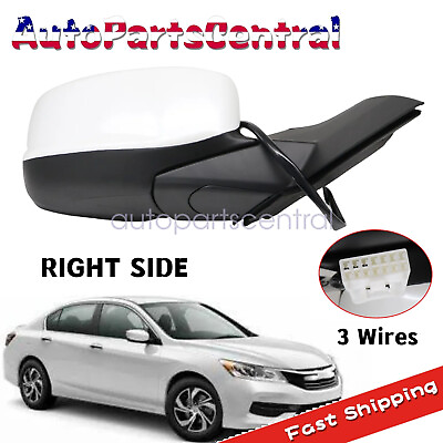 #ad New Pearl White Mirror fit 2013 2017 Accord 4 door Right Passenger Side Power $123.59