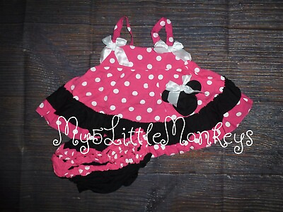 #ad NEW Boutique Baby Girls Minnie Mouse Swing Top Dress Ruffle Bloomers Outfit $8.44