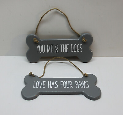 #ad 🐶 Lot of 2 Dog Hanging Signs Plaques quot;You Me amp; the Dogsquot; quot;Love has 4 Pawsquot; $12.95