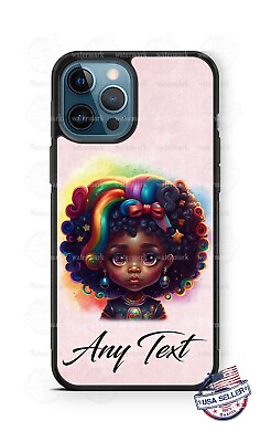 #ad Cute Black Girl Afro Rainbow Personalized Phone Case Cover fits iPhone Samsung $18.98