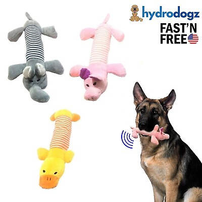 #ad 3 Pack Plush Dog Puppy Chew Toy Lot Squeaky Soft Cute Interactive $14.99