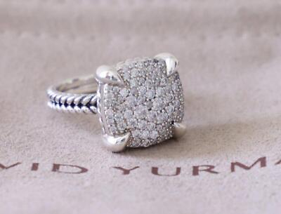 #ad David Yurman Women#x27;s Sterling Silver 14mm Chatelaine Pave Diamond Ring size 7 $399.00