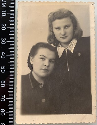 #ad 1950s Couple Women Young Pretty Girls Fashione USSR Vintage Photo Portrait $3.99