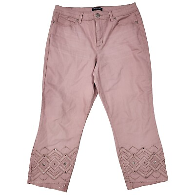 #ad Bandolino Capri Pants Blush Pink Embroidered Size 10 $14.99