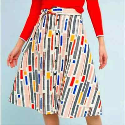 #ad Anthropologie Hutch Willem Skirt A Line Full Patchwork Retro 50s Midi Size 6 $44.79