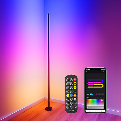 #ad #ad 56quot; RGB LED Corner Floor Lamp RGBIC Ambient Light App Control DIY Color Changing $39.99