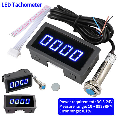 #ad 4 Digital LED Tachometer RPM Speed Meter Hall Proximity Switch Sensor NPN 8 24V $13.98