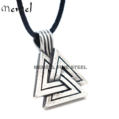 #ad MENDEL Stainless Steel Mens Norse Nordic Viking Valknut Amulet Pendant Necklace $11.99